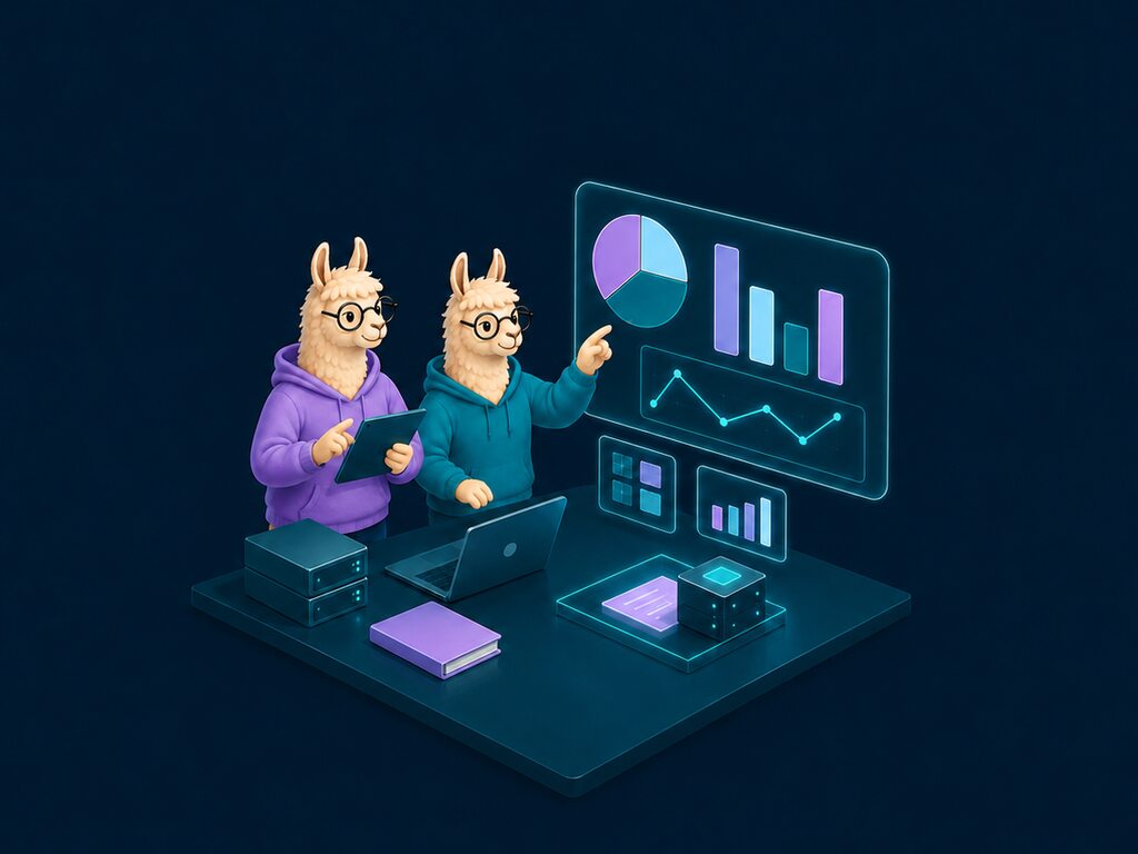 Illustration: lama med to rapporter bygget på ét fælles datagrundlag