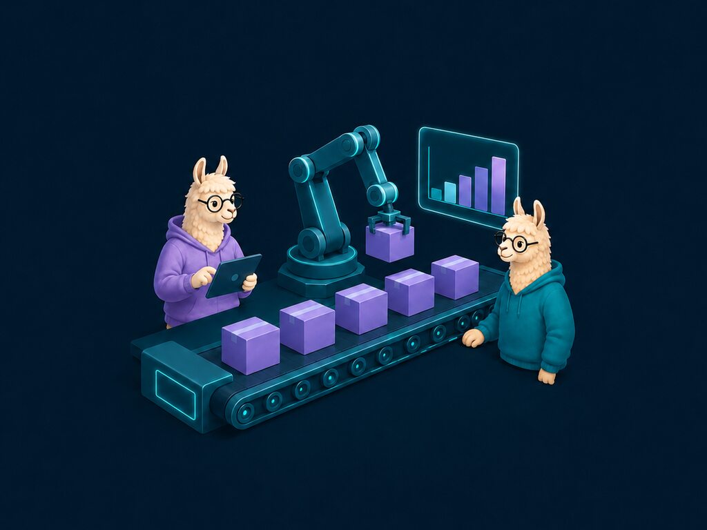 Illustration: lama ved maskinen med jobkort og kapacitetsplan