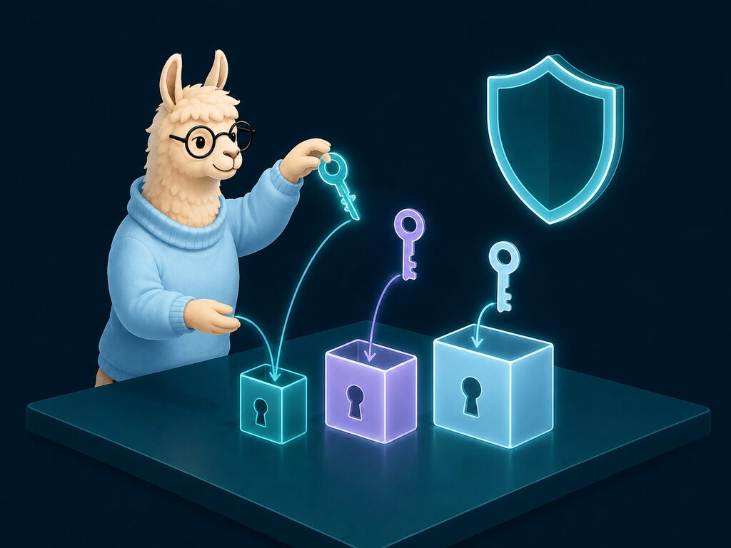 Illustration: lama fordeler adgangsnøgler på tre licensniveauer