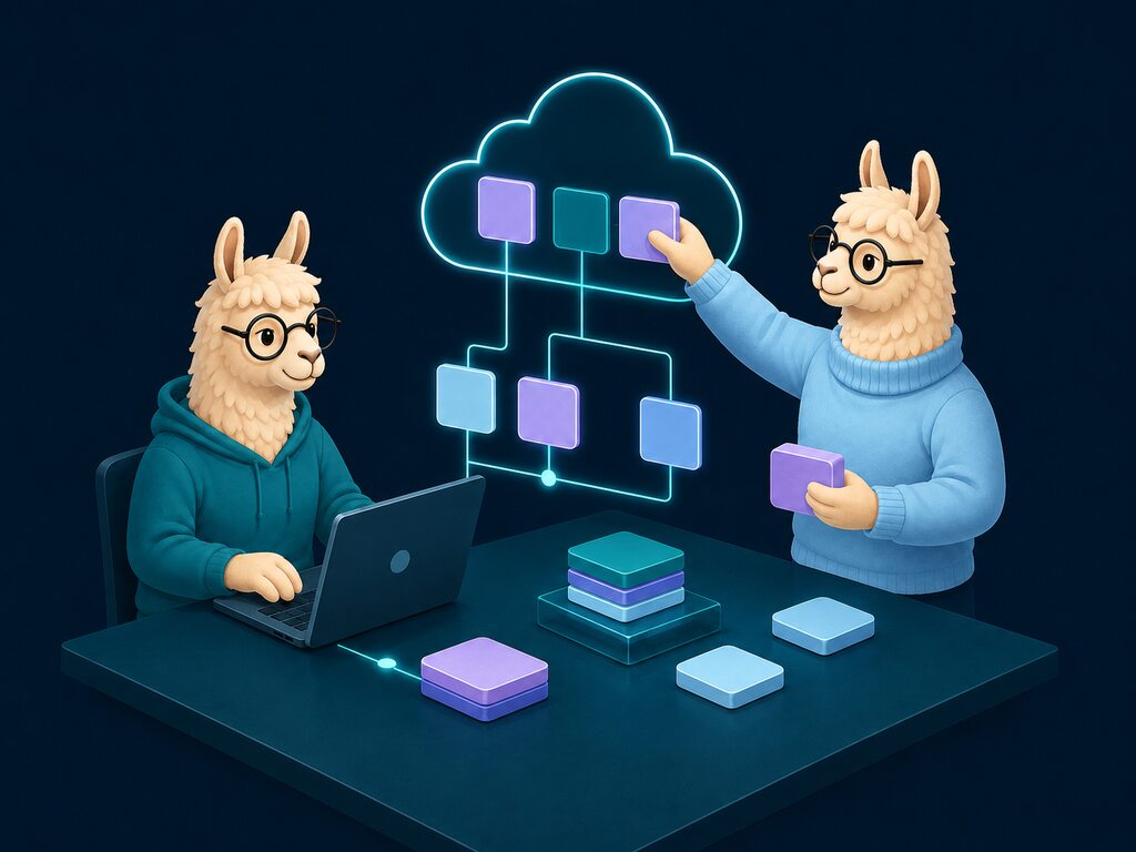 Illustration: lama-udvikler bygger integrationer til Dynamics 365